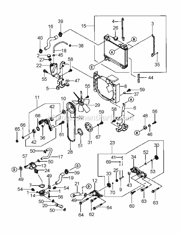 Fd791d-As05 Cooling Equipment Diagram and Parts List for M72-KW 53BB5GFZ750 Cub Cadet Sprayer